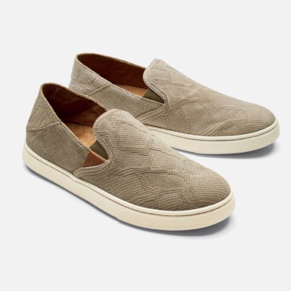 Olukai leather slip on shoes